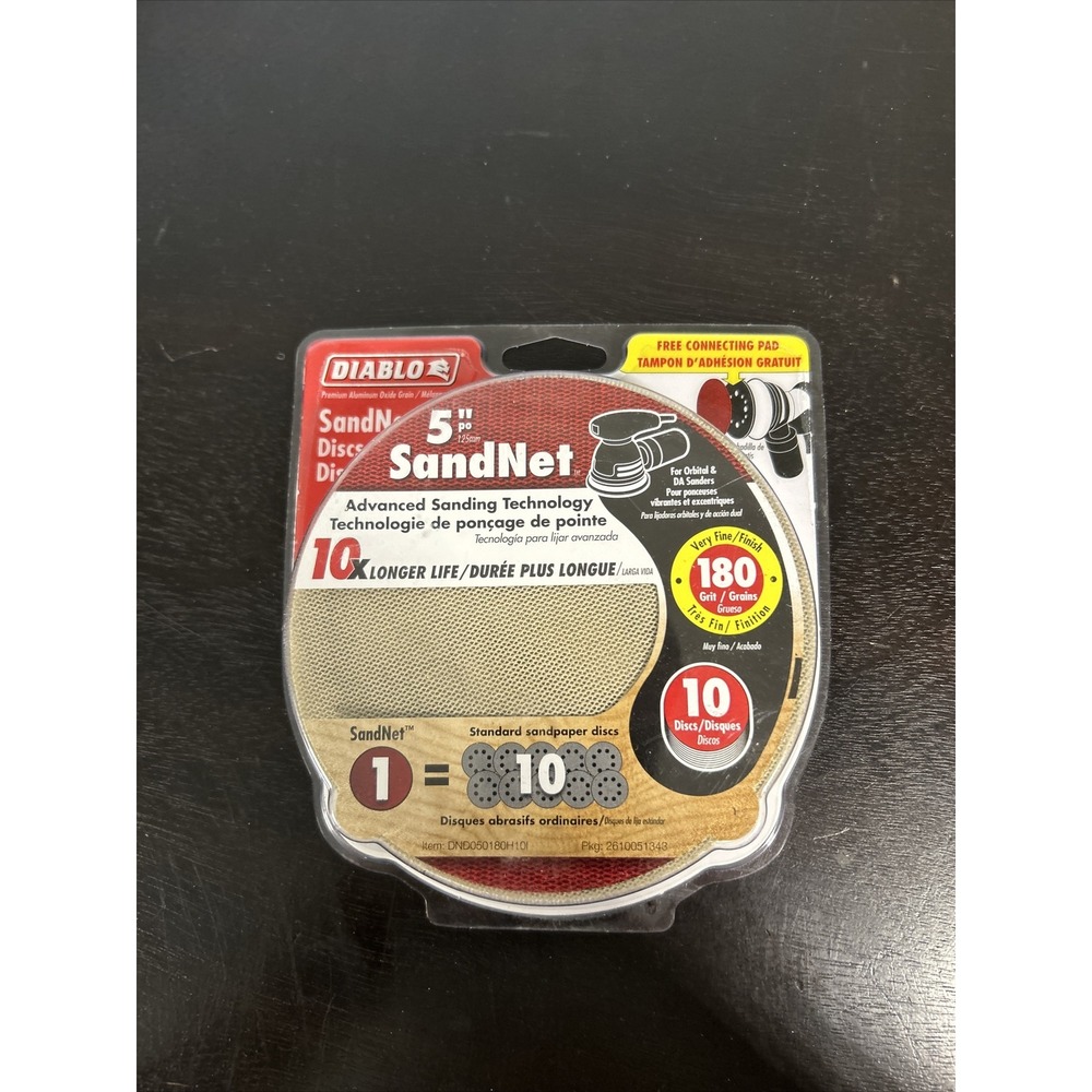 Diablo 5" Ceramic Blend SandNet Sanding Disc 180 Grit Very Fine 10 pack